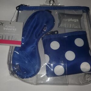 Blue & Polka Dot Print 4pc Travel Kit